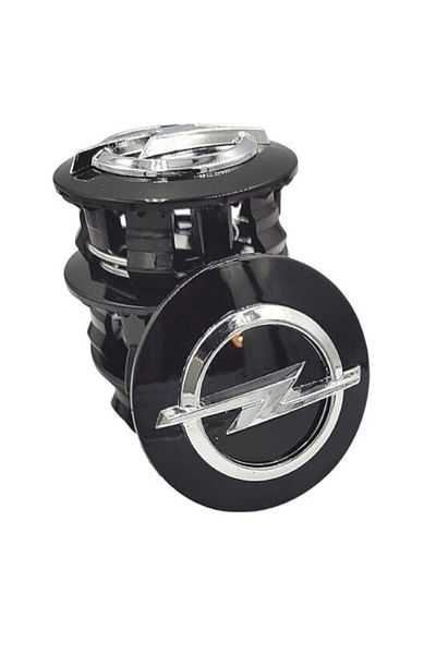 Opel Set 4 Central Hubcaps for Wheels 53/46 mm, Black Silver