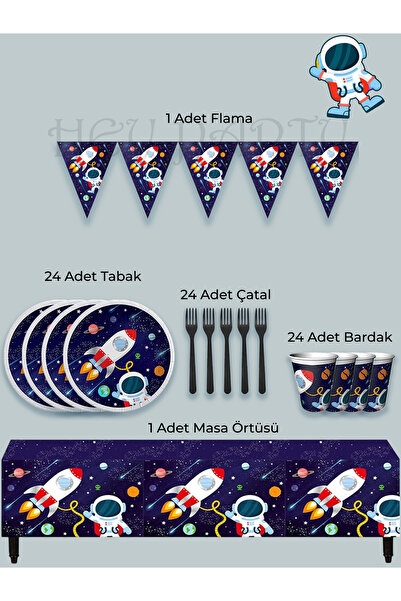 PartyPoo Space Cosmic Galaxy Themed Birthday Eco Party Set for 24 People |   ...