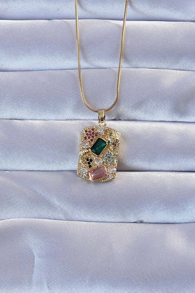 Clariss 316L Gold Color Multicolor Zircon Stone Vintage Necklace