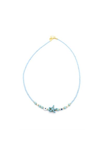 SepetBudur Beaded Starfish Necklace - Blue