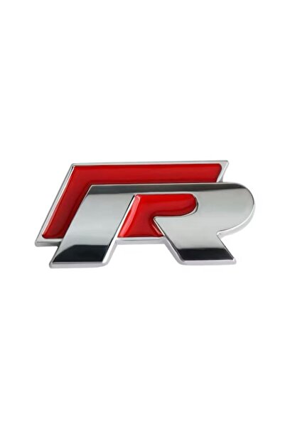 MAF Emblema R LINE pentru Volkswagen din Metal Autoadeziva Chrome Rosu