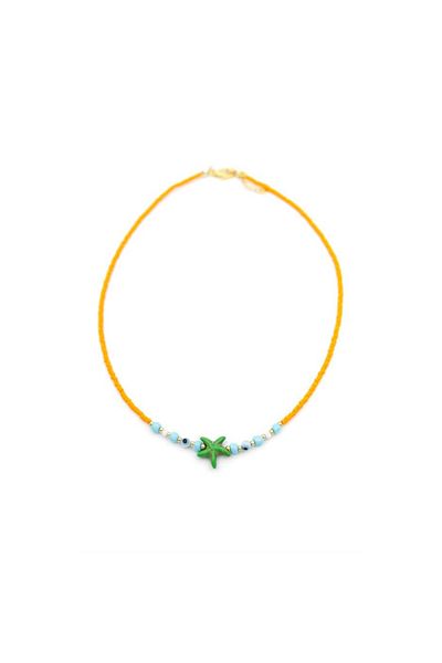 SepetBudur Beaded Starfish Necklace - Orange