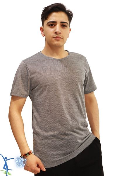 Moda Anna Breathable Thin Cotton Fabric Crew Neck Men's T-Shirt Smoked