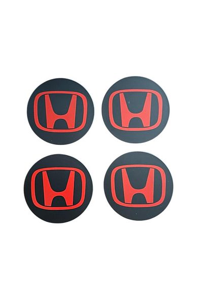 Honda Set 4 capace pentru roți 69mm negru roșu