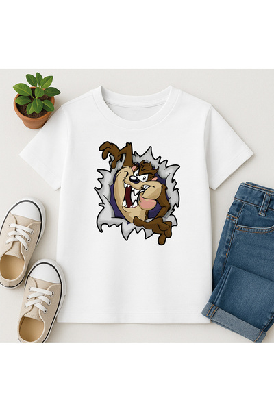 SVART WEAR تي شيرت تسمانيا مونستر برقبة دائرية 100% قطن مطبوع بأكمام قصيرة لل...