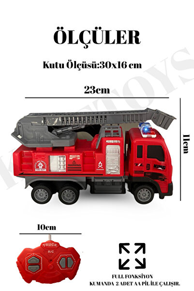 kosetoys Uzaktan Kumandalı Açılır Kapanır Merdivenli Sarj Edilebilir Işıklı Kurtarma İtfaiye Arabası