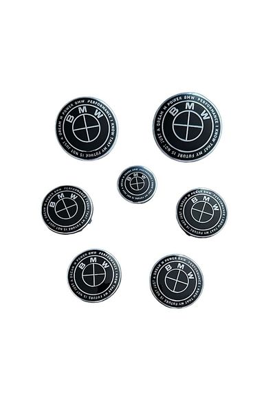 MAF Set Complet 7 Embleme Logo Compatibile BMW capota 82mm portbagaj 74 mm, capace jante 56mm, sigla vol