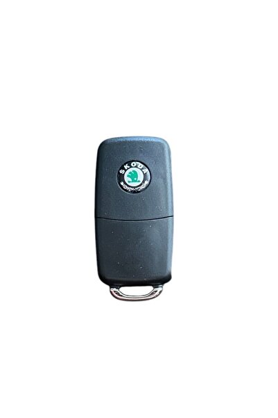 MAF Carcasa cheie emblema Skoda tip briceag, 3 butoane, LED la mijloc, Verde