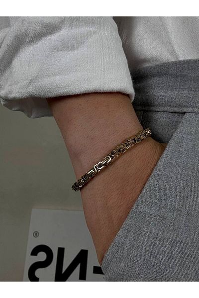 Arvens Gold Men's Thick Chain Bracelet Women's Stainless Steel Color Does Not Fade Unisex Tarnish Steel Bracelet