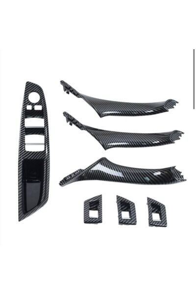 MAF Set manere interior fata spate, ornament butoane, Compatibil BMW seria 5 F10/F11, 2009-2017, Carbon