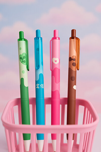 NaSaDAN Milk Tea 4'lü 0.7 Uçlu Kalem Seti –Sevimli Versatil 4’lü Uçlu Kalem Seti