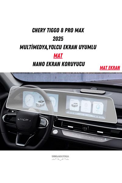 UniqAnatolia Chery Tıggo 8 Pro Max 2025 Digital Instrument and Multimedia Compatible Matte Screen Protector