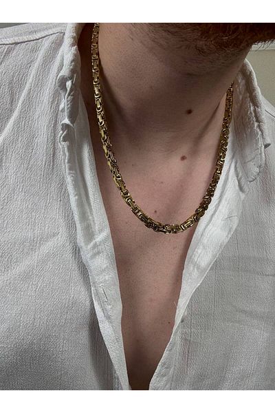 Arvens Men's Gold Thick Chain Stainless Steel Necklace Does Not Lose Color Does Not Fade Unisex Does Not Fade Can Be Combined