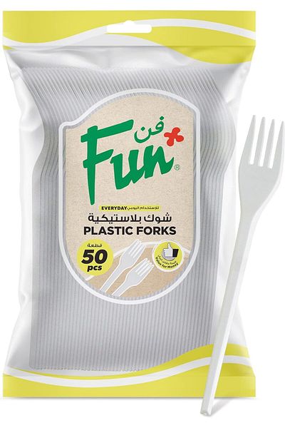 Fun Everyday Disposable Plastic Fork Set 6.5 Inch - White - Pack Of 50