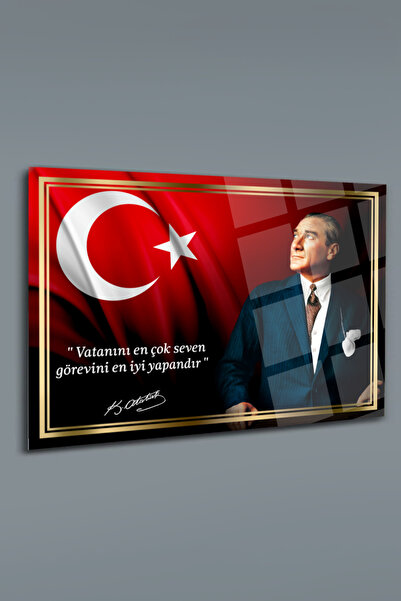 glassartdesign Tabloul de sticlă Ataturk 155 - Tabloul Ataturk - Tabloul Stea...