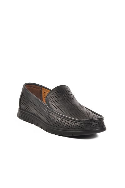 AYK'S Black Genuine Leather Gel Sole Men's Casual Shoes 001 m