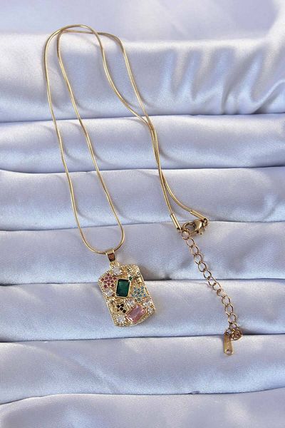 Clariss 316L Gold Color Multicolor Zircon Stone Vintage Necklace