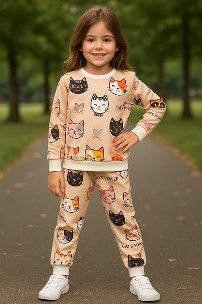 MAXI DRY Set de top cu mâneci lungi pentru fete de sezon Cats Power