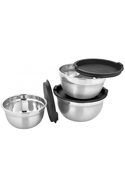 OEM Set 3 bowls Grunberg inox with plastic lids, 0.7, 1, 1.5 Liters