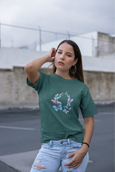 ArtYus Γυναικείο μπλουζάκι με στάμπα με κυκλική πεταλούδα με στάμπα με στρογγ...