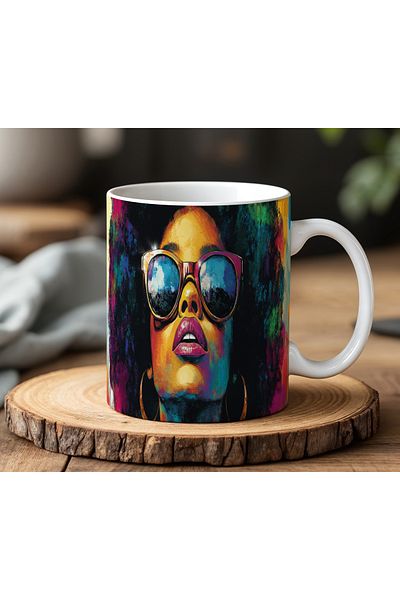 BB TRADE Designed White Ceramic Printed Mug Cup 330ml
