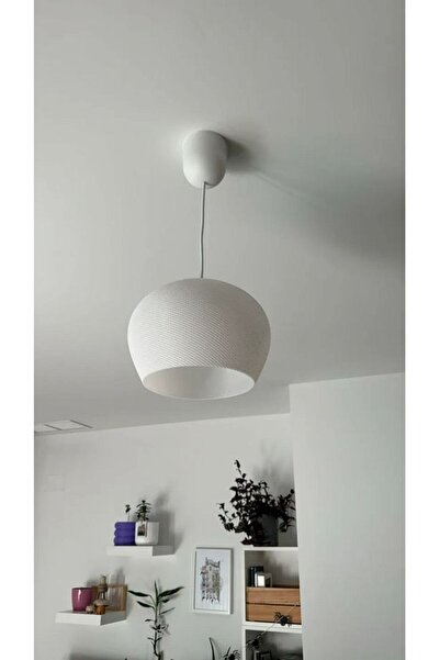 decory Elysium Beyaz Modern Dokulu, Pinterest Tarzı Özel Tasarım Tekli Sarkıt Avize (Bioplastik) E27