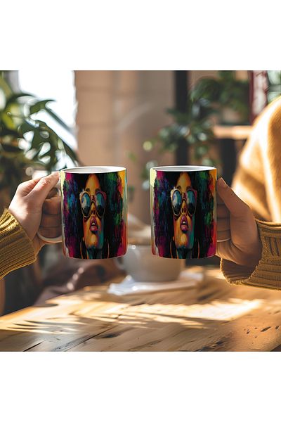 BB TRADE Designed White Ceramic Printed Mug Cup 330ml