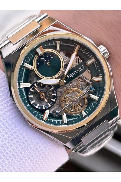 Ferrucci Automatic&Wind 3 Atm Water Resistant Steel Band Men Wristwatch Bfc.03571.2