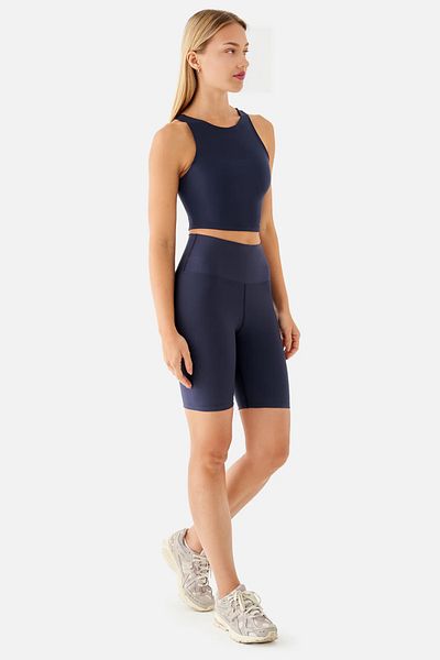 lytonstore Women's Navy Blue High Waist Sports Biker Leggings Suitable for Daily Use
