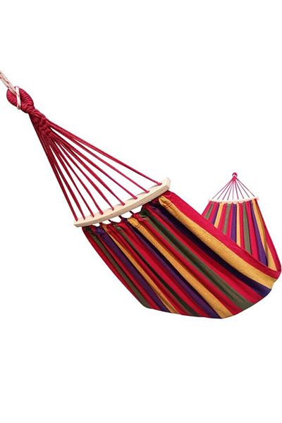 Ronyes Hamac dublu, Ronyes®, 150 x 190 cm, bară din lemn, capacitate 260 kg, roșu