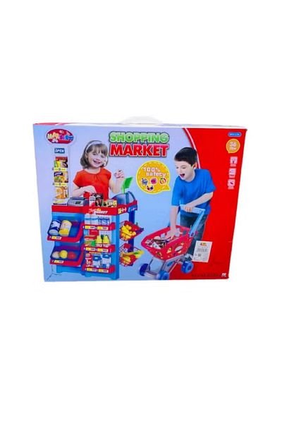 rexa Kids Supermarket Playset – 46-Piece Shopping Market Toy with Trolley, Scanner