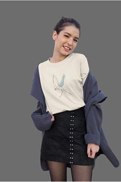 ArtYus تي شيرت نسائي بأكمام قصيرة ورقبة دائرية وطبعة نقل طائر 6