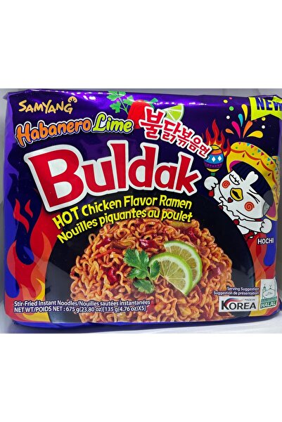 SAMYANG رامن بنكهة الدجاج الحار الاصطناعية مع الهابانيرو والليمون، من ساميانج 135 جم، عبوة من 5 قطع