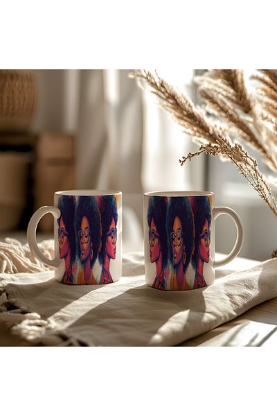 BB TRADE Designed White Ceramic Printed Mug Cup 330ml