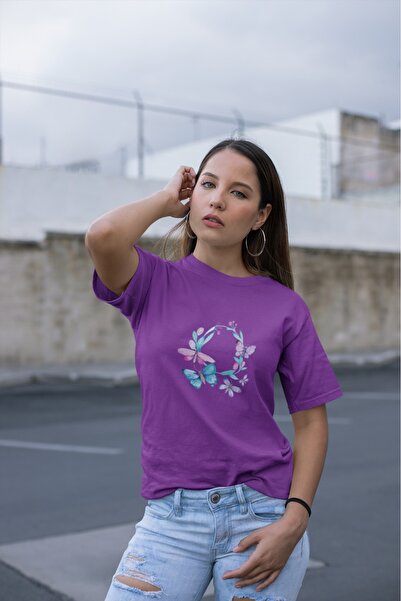 ArtYus Γυναικείο μπλουζάκι με στάμπα με κυκλική πεταλούδα με στάμπα με στρογγ...