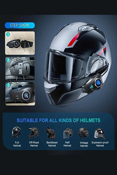 EXENAR İntercom Motorcu Kask Kulaklık Bluetooth 1080P Kamera Kayıt 32Gb Hafıza Kart Hediye İnterkom IPX6