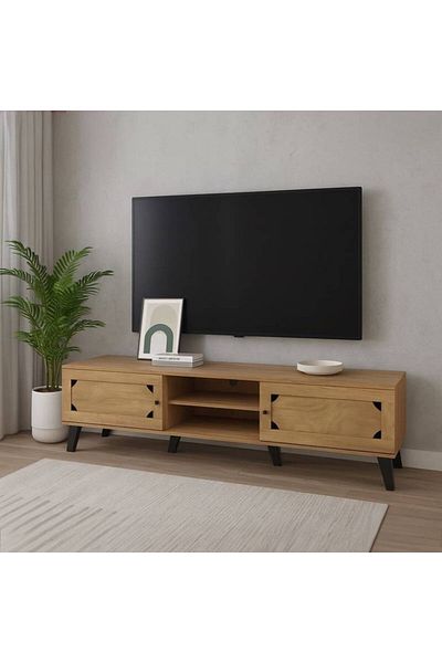 Al Saada Home حامل تلفزيون - 160×40×44 سم - بني فاتح