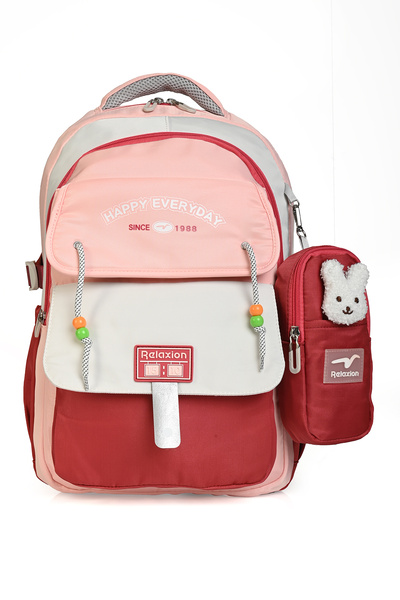 Relaxion Σχολικό και καθημερινό σακίδιο πλάτης 1515 με πολλά μάτια – με βελούδινη φιγούρα και δώρο μολυβοθήκης