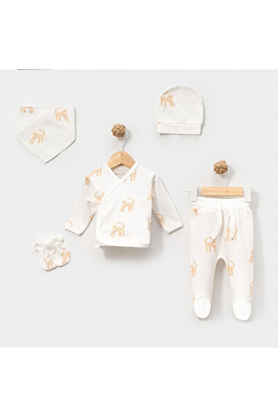 ZEYNUKO مجموعة زيبين لحديثي الولادة منقوشة بنقشة النمر مكونة من 5 قطع