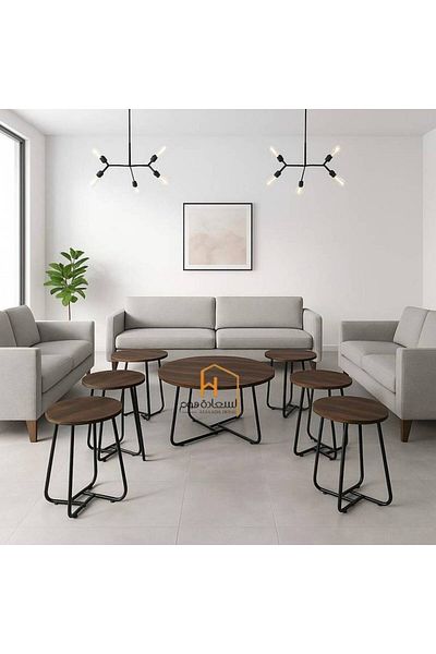Al Saada Home مجموعة طاولات الخدمة - كمية محدودة - بني