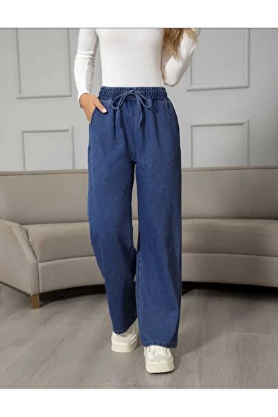 moda camiya Wide Leg Jean Waist Elastic Cord Relaxed Fit Plus Size Trousers