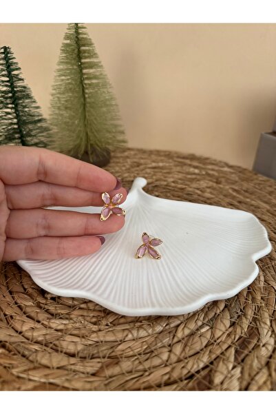 Maral Accessories Küçük mineli vip kaplama çiçek Küpe