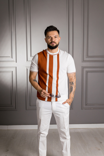 Sarar Επισκέψτε 0 Λεπτό πλεκτό μπλουζάκι με γιακά Rayon Tile White