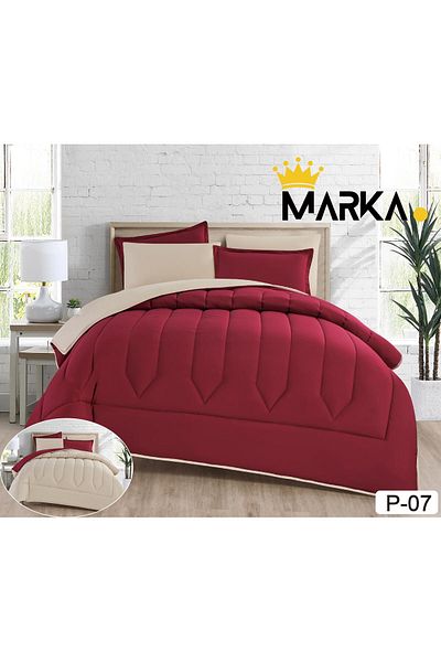 Marka مفرش نفرين ساده وجهين 2×1 طقم 6 قطع مقاس230×250سم