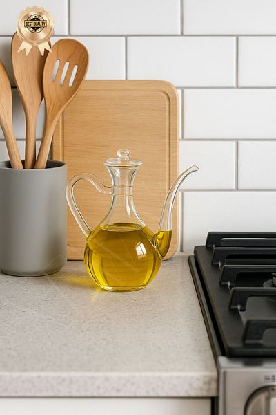 NEWNOW Olivya 750 ml Glass Oil Bottle – Fine Tip, Leakproof, Stylish Oil Bottle for Olive Oil & Vinegar