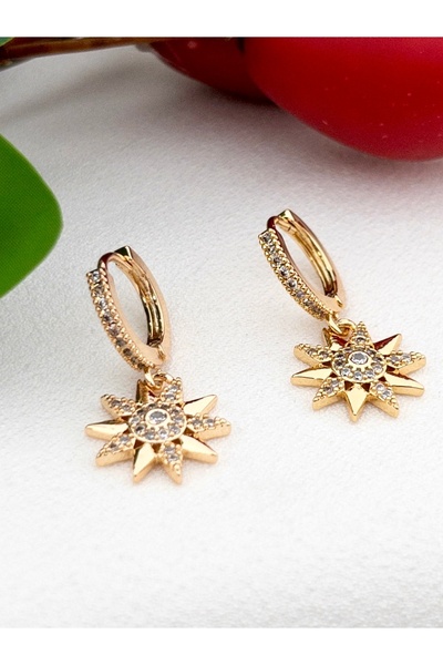 Siya Silver Zirkon Taşlı Sallantılı Çelik Yıldız Küpe