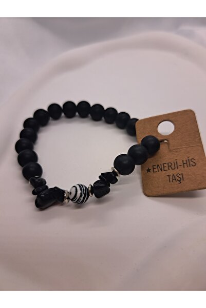 Sevil Enerji ve His Taşı Siyah Doğal Taş Bileklik – Unisex, Esnek, Spiritüel ...