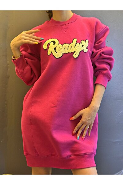 Gönülden Tasarım Punch Woven Fuchia Women's Tunic Dress S/M/L Matching