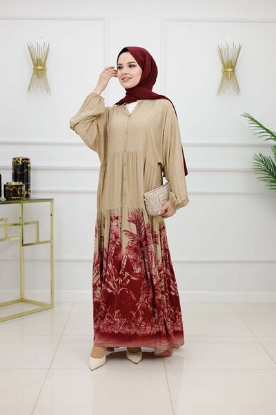 VALENS BOUTİQUE Women's Hijab Dress, Buttoned Dress