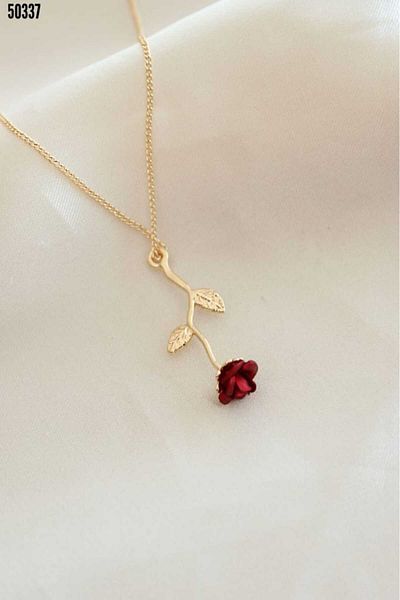 Cbm Cloth Squeeze Combed Digital Suspender Dress Red Rose Figure Necklace Gift